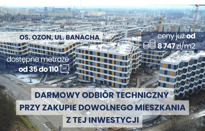 małopolskie, Kraków, OZON BANACHA / Komfortowe osiedle ze strefą coworkingową i tramwajem / ODBIÓR TECHNICZNY GRATIS