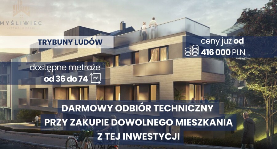Kraków, Podgórze Duchackie, Trybuny Ludów, TRYBUNY LUDÓW / Kameralny i dobrze skomunikowany budynek / ODBIÓR TECHNICZNY GRATIS