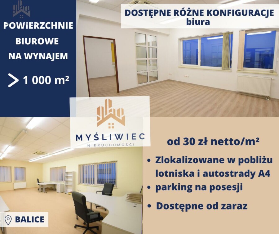 krakowski, Zabierzów, Balice, Sportowa, Biura i powierzchnie magazynowe / różne metraże / pierwsze piętro