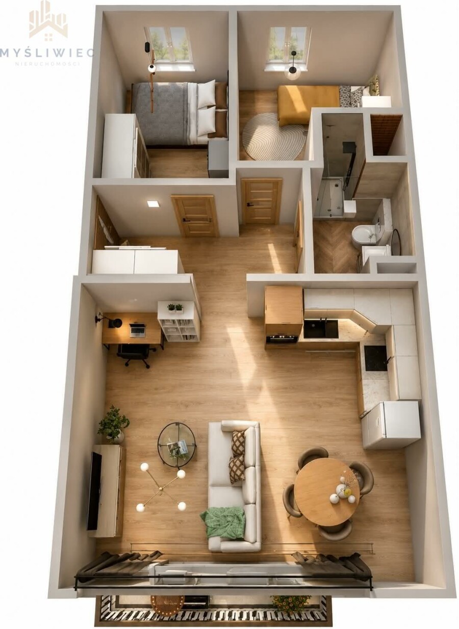 Kraków, Kraków-Podgórze, Wielicka, Wykończone | umeblowane | salon z aneksem + 2 sypialnie | balkon